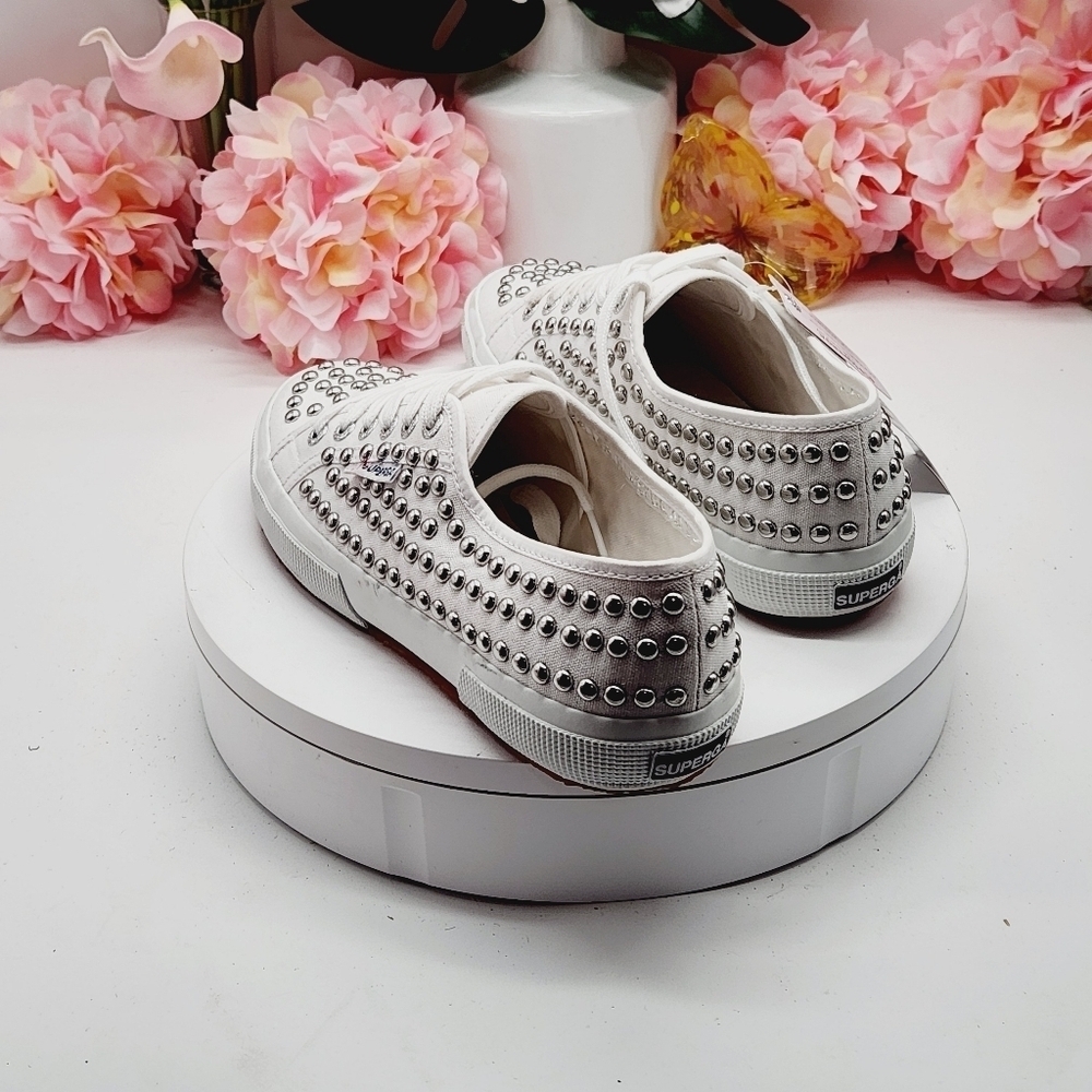 Superga 2750 COTSTUDS1W White Studded Sneakers - Picture 4 of 15